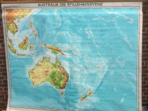 Gammelt skolekort Australien Stillehavsøerne